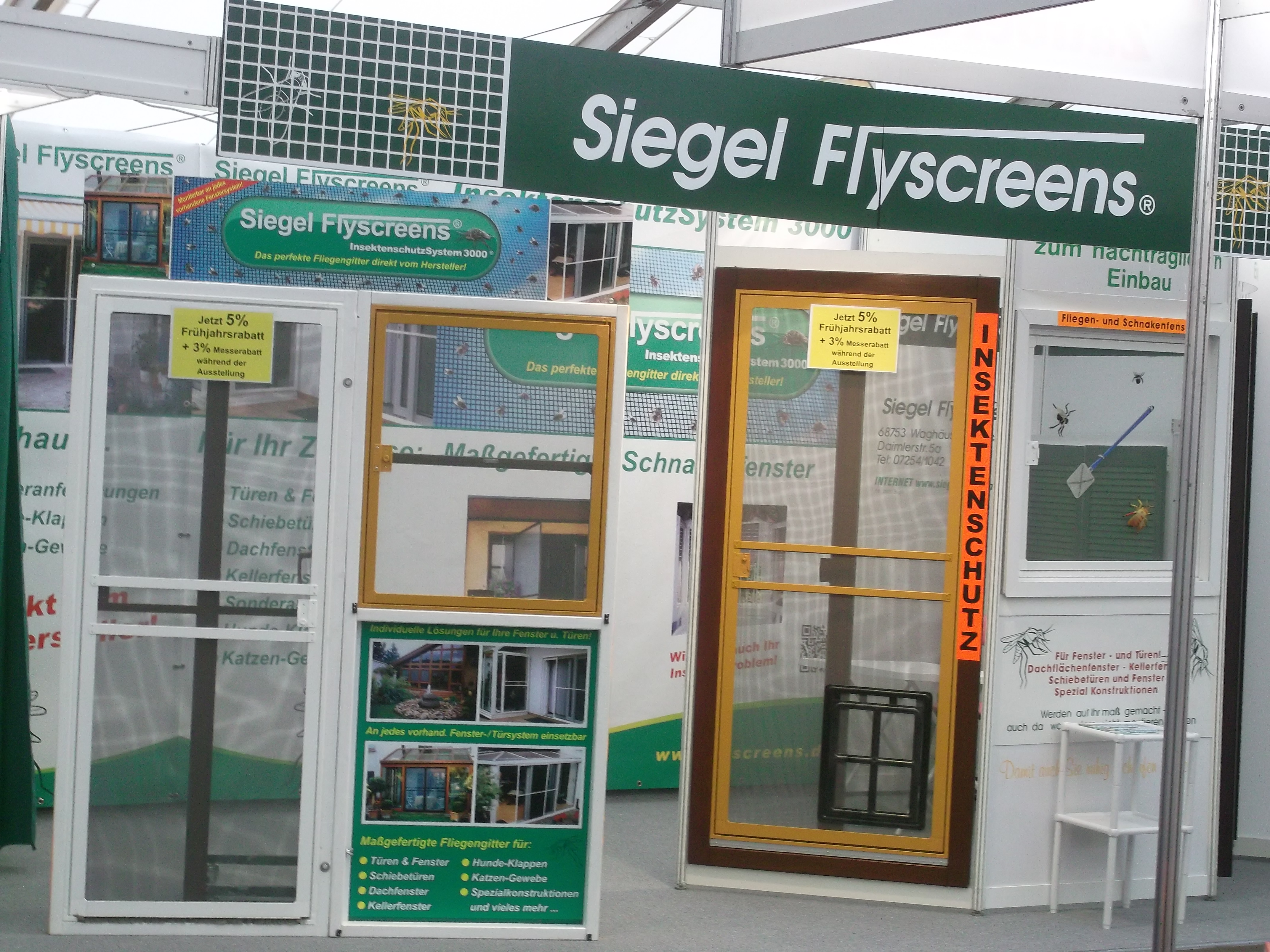 Siegel Flyscreens Ausstellungs Stand